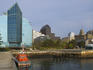 Pilot Boat in front of downtown skyline.
