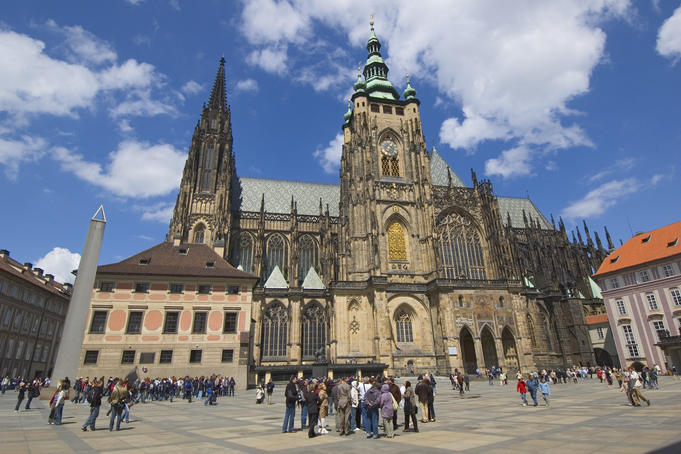 St Vitus's Cathedral and the Golden Gate within Prague Castle, Hradcany District.