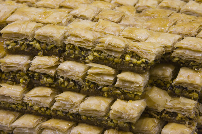 Arabian baked sweets, Aboharb Pastry Shop, Souq al-Hamidiyya covered market.