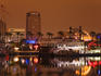 Rainbow Harbor and skyline.