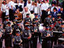 Military band playing inside Plaza de Toros.