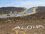'Aloha' spelt out in coral along the Kohala coast.