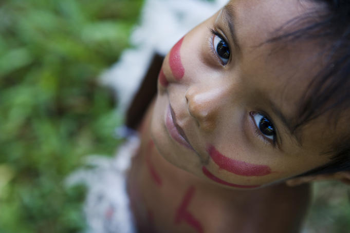 Amazonian girl in Amazon rainforest village.