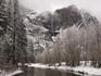 Yosemite Fall in winter after a snowstorm.
