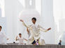 Performing tai chi on the Bund.