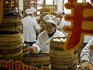 Staff making dumplings at restaurant in Yuyuan Bazaar in Old Town.