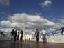 People walking across the Puente de la Mujer (Woman's Bridge), Buenos Aires