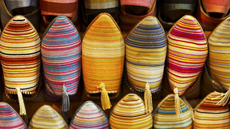 Shoes in shop in souq.