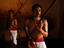 Two men practising the martial art of Kalari at the Ayurveda Mana, Peringode.