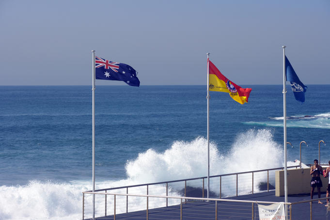 Crashing wave at Bondi Icebergs.