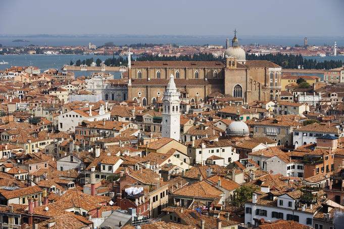 Venice rooftops seen from Campanile tower.