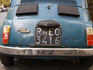 Detail of Roma license plate on old Fiat 500L car.