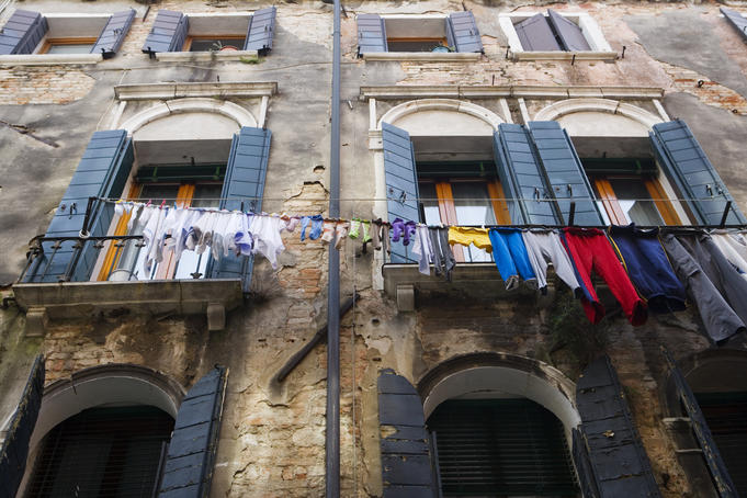 Laundry hanging out to dry.