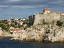 Old Town city wall and fort seen from Adriatic Sea.