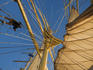 Climbing the mast aboard sailing cruiseship Royal Clipper.