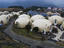 Lots of small round hotel-houses of Farmland Village health resort.