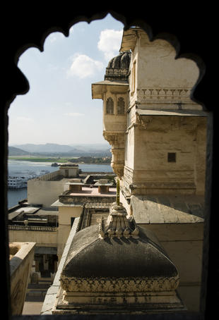 view of Lake Pichola from the City Palace. Udaipur, Rajasthan. India