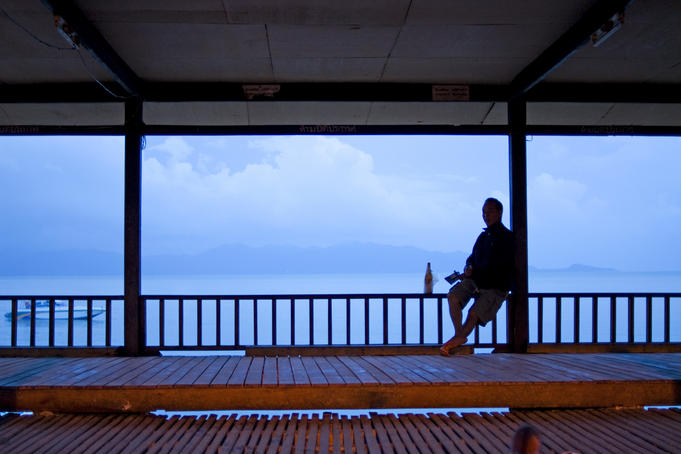 Sunset on balcony at Hat Mae Nam.