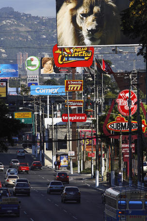 Advertisements along Roosevelt Avenue.