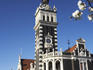 Spring blossoms outside the historic Dunedin Railway Station.