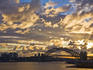 Sunrise over Sydney Harbour Bridge.