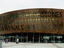 The Millennium Centre (concert hall) in Cardiff Bay. The giant wording says "in these stones horizons sing" in English and Welsh.