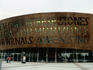 The Millennium Centre (concert hall) in Cardiff Bay. The giant wording says 