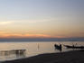 Tranquil beach at dusk.
