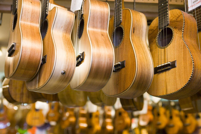 Ukeleles at Bounty Music, Kahului, Central Maui.