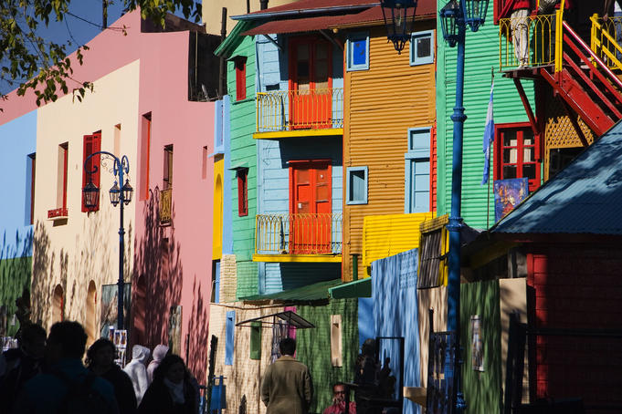 Brightly-coloured buildings in La Boca district.