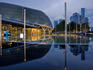 Reflection in pond near Esplanade Theatres on the Bay.