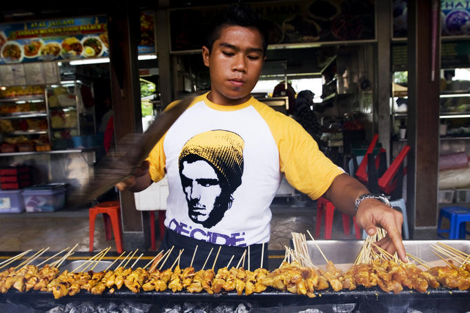 Satay seller at East Coast Lagoon Food Village.