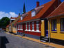Colourful houses on Vimmerskaftet Street in Ronne.