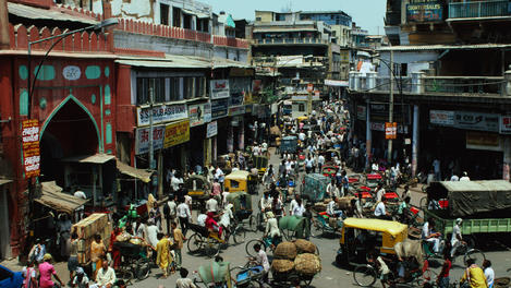 Intersection in Old Delhi.