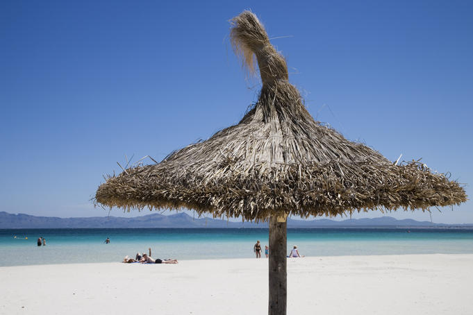 Sun umbrella on Port d'Alcudia beach.