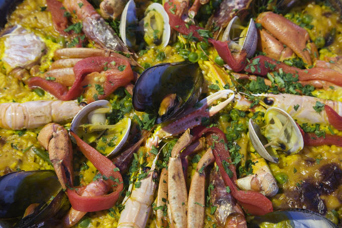 Shellfish paella at Playa Restaurant.
