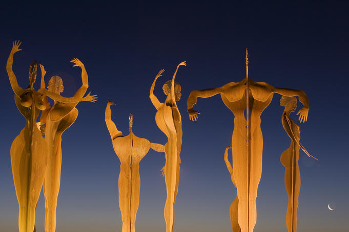 Human figure sculptures at roundabout near Montuiri on Motorway from Palma to Manacor.
