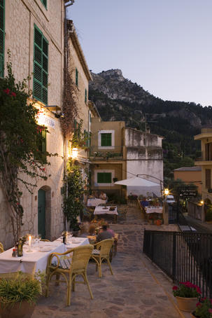 Outdoor seating at Son Llarg Restaurant.