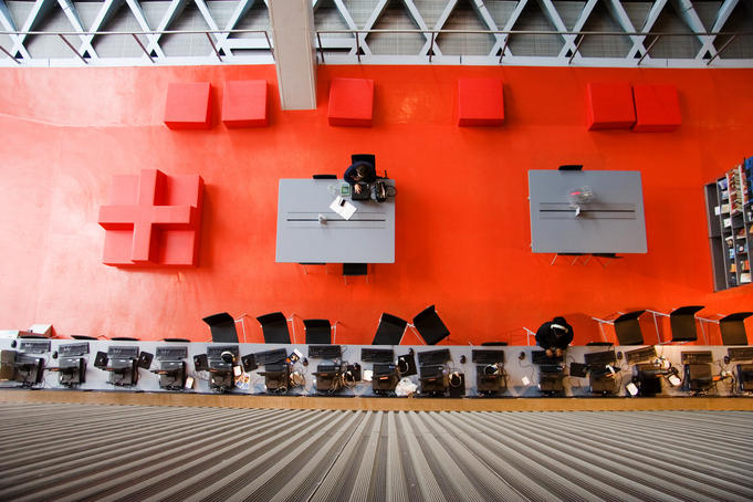 Central Library interior, row of computers.