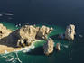 Aerial of Land's End rocks.