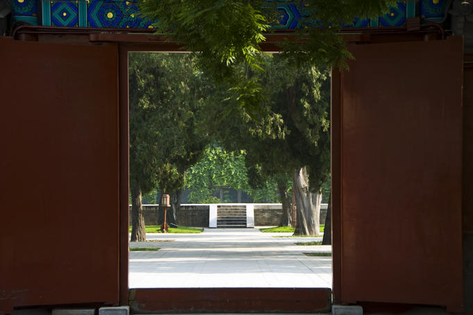 Looking through to a courtyard at the Beijing Ancient Architecture Museum (Gudai Jianzhu Bowuguan).