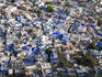 Blue-walled houses of Jodhpur from ramparts of Mehrangarh Fort.