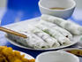 Lunch at a Ngu Xa Island cafe with local specialty pho cuon - rice paper rolls, Pho Cuon Axis area.
