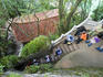 Tourists descending stairway at Dragon Gate (Longmen).