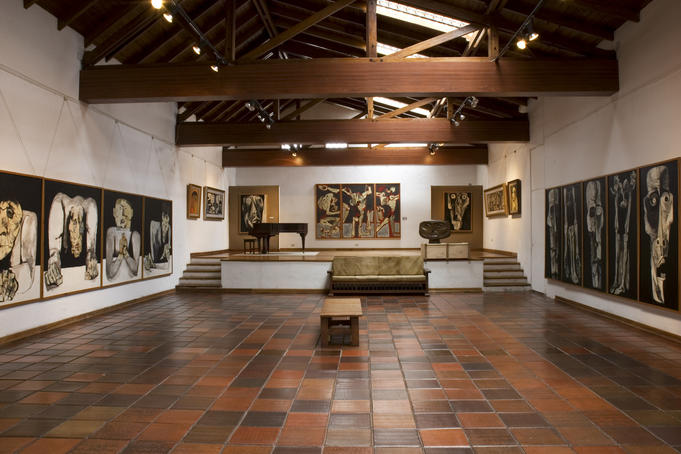 Paintings of Osvaldo Guayasamin at Guayasamin Foundation Museum.