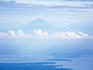 Looking from Mt Rinjani over Gili Islands towards Bali and Mt Batur volcano.