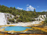 Rainbow terrace at Orakei Korako Geyserland (The Hidden Valley) on the Waikato River banks.