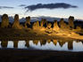 Limestone formations in Pinnacles Desert at dawn.