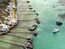 Aerial of part of the cluster of Houtman Abrolhos Islands and surrounding reef.