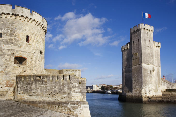 14th-century Saint-Nicolas Tower at entrance of Vieux Port (Old Harbour).